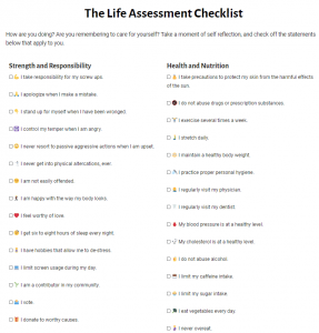 The Life Assessment Checklist